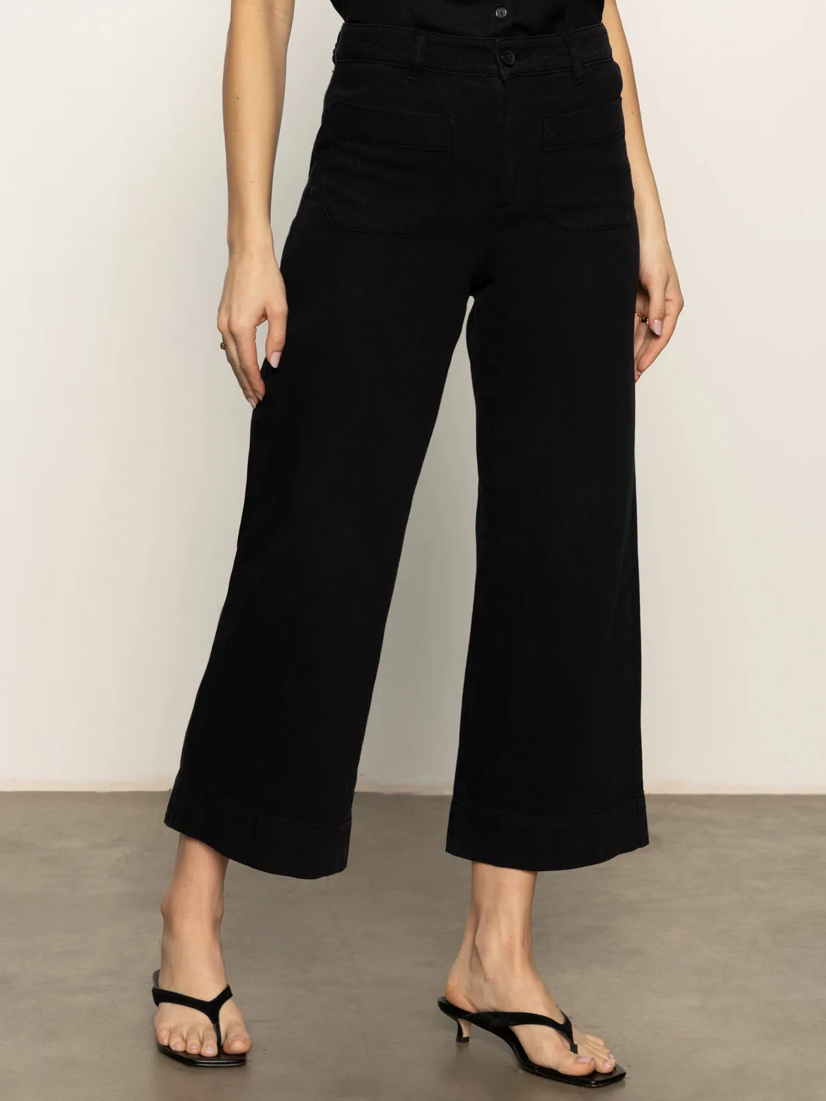 Perfectly Fit Soft Marine Wide Leg Standard Rise Crop Pant Black