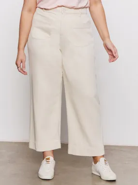 Sustainable Fabric Formal Look Soft Marine Wide Leg Standard Rise Crop Pant Macrame Extended Sizing