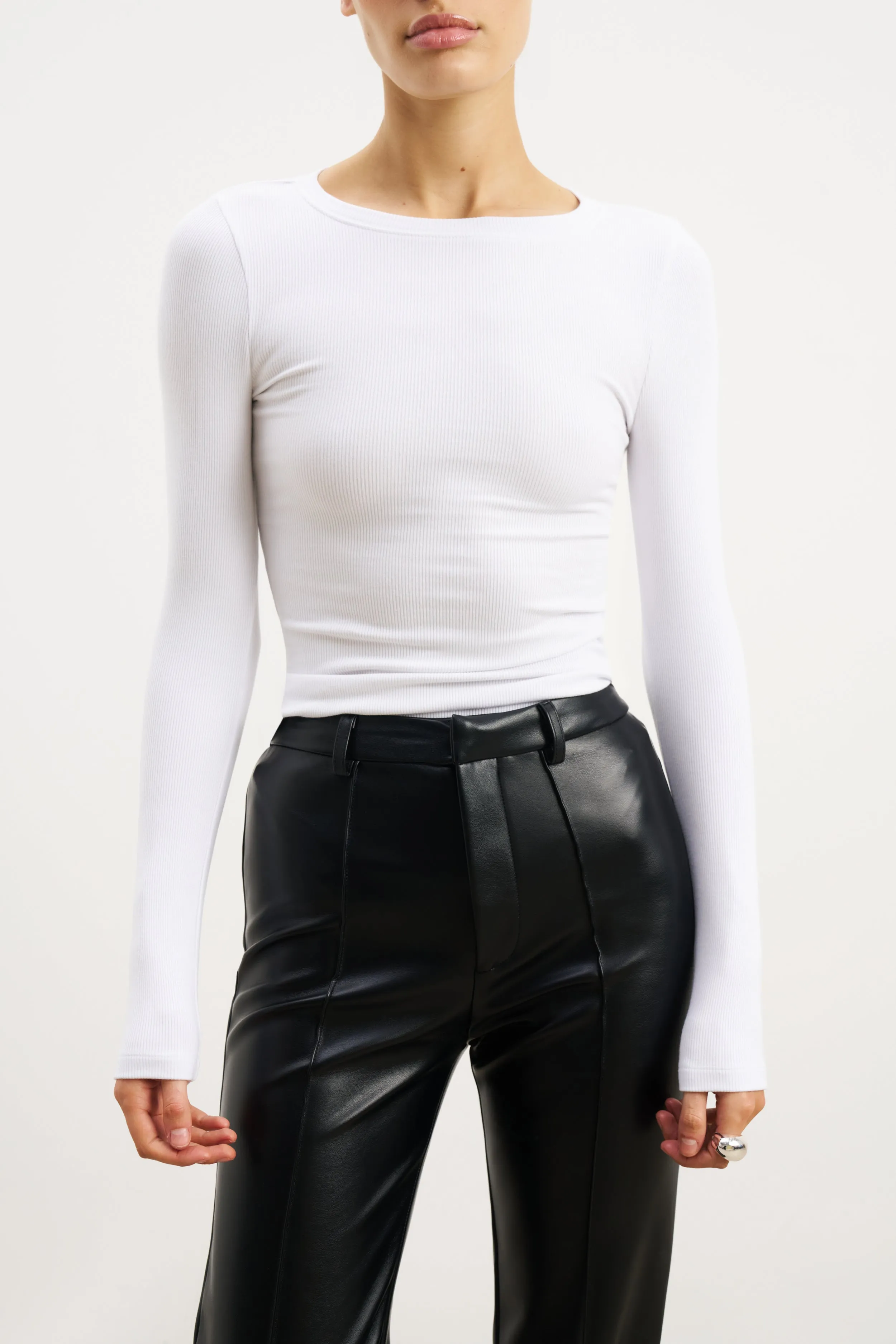 Soft Ribbed Long Sleeve Top - White Reflective Safety Accents