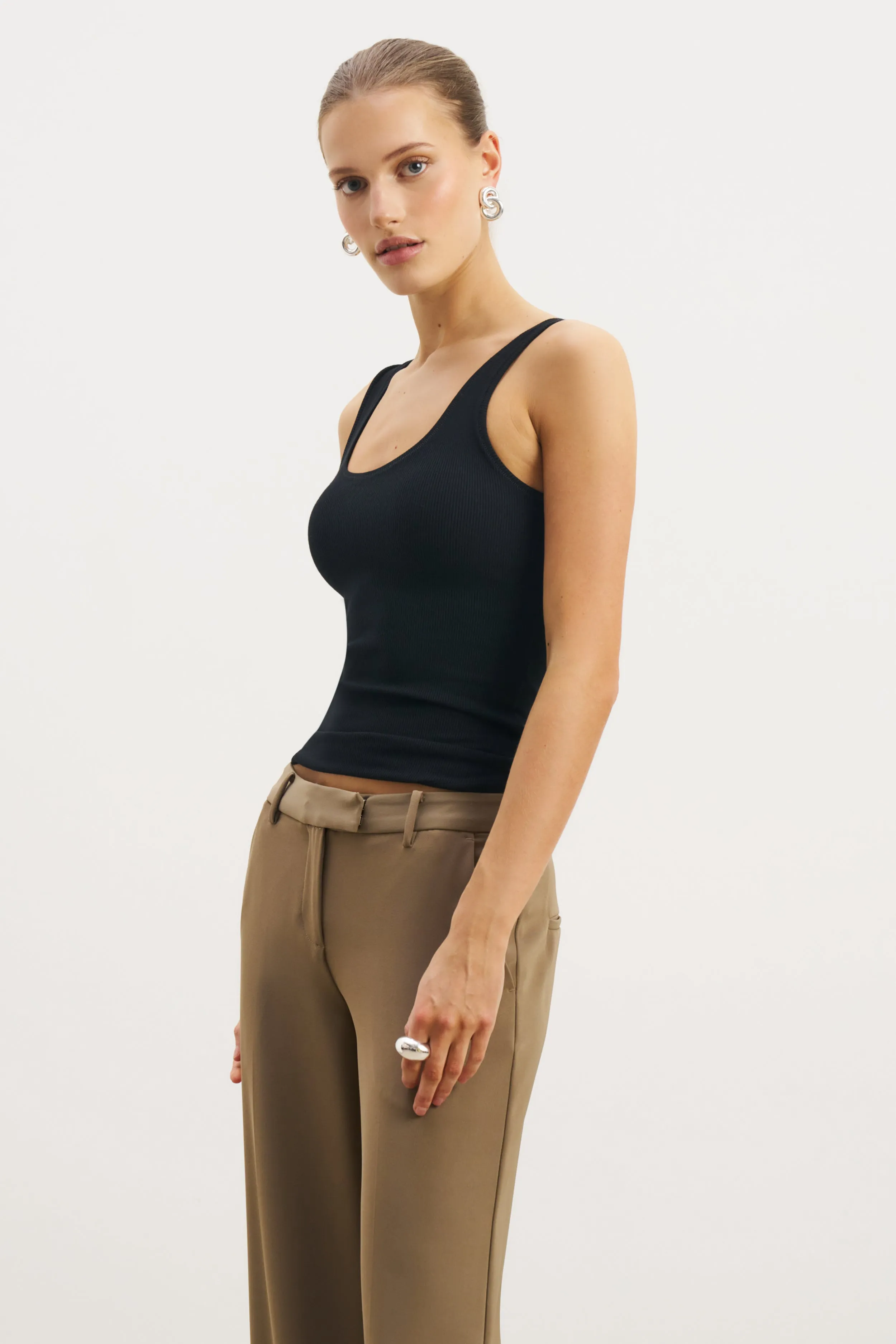 Soft Ribbed Tank Top - Black Quick Release Fasteners