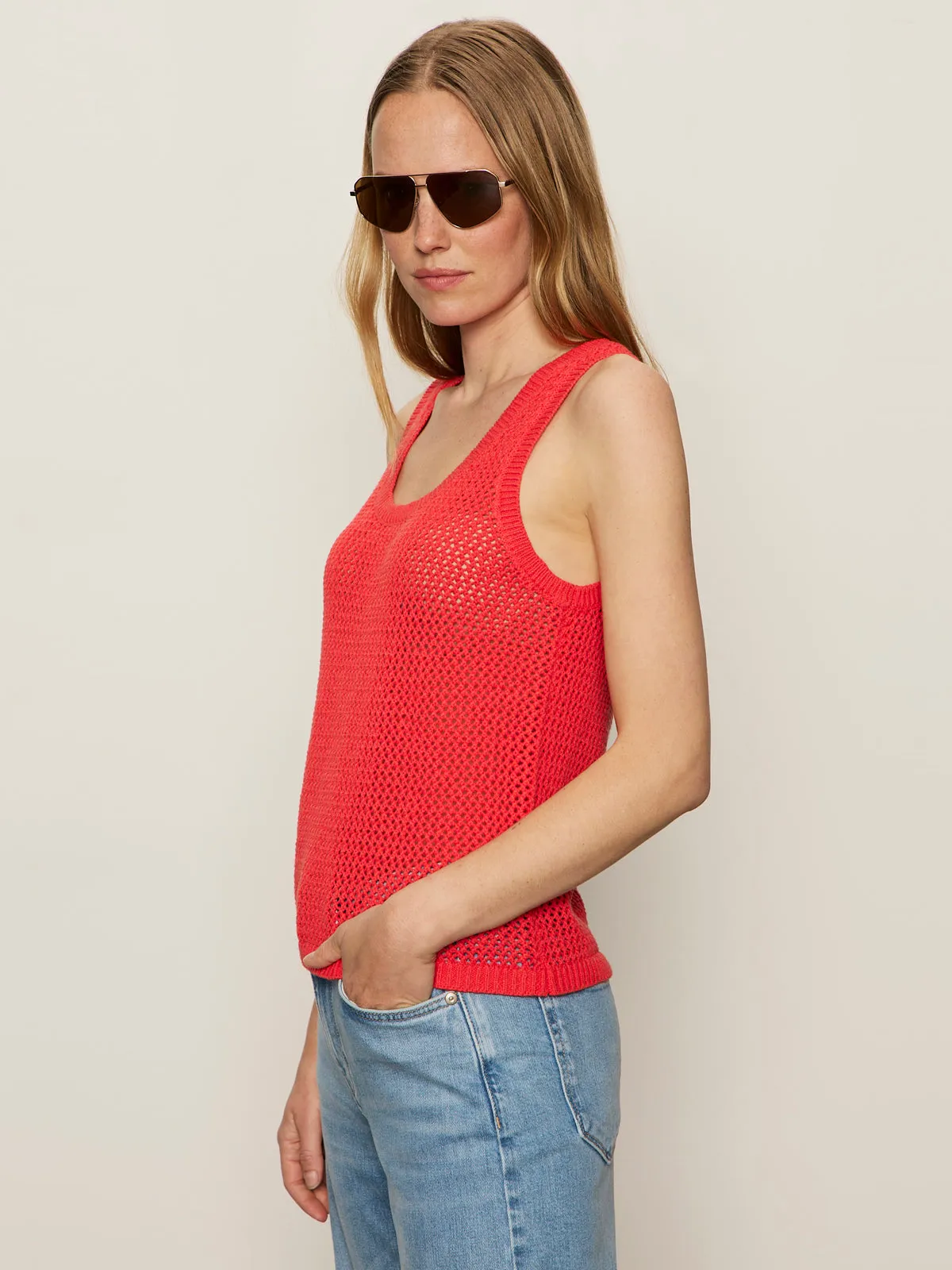 Light Casual Wear Mesh Stitch Shell Sweater Cayenne