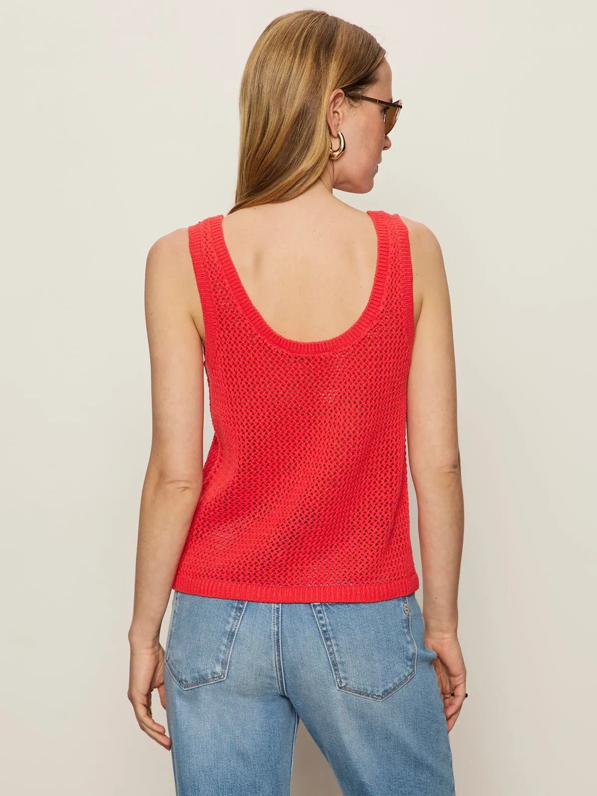 Mesh Stitch Shell Sweater Cayenne Soft Touch Texture