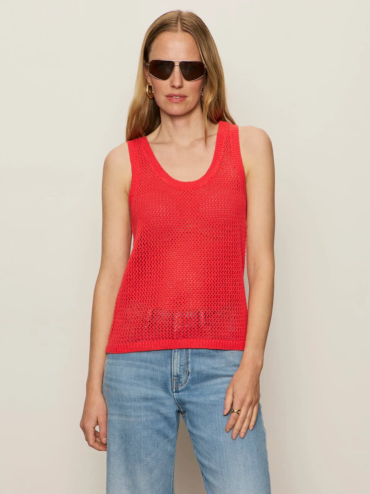 Mesh Stitch Shell Sweater Cayenne Garment Dyed Finish