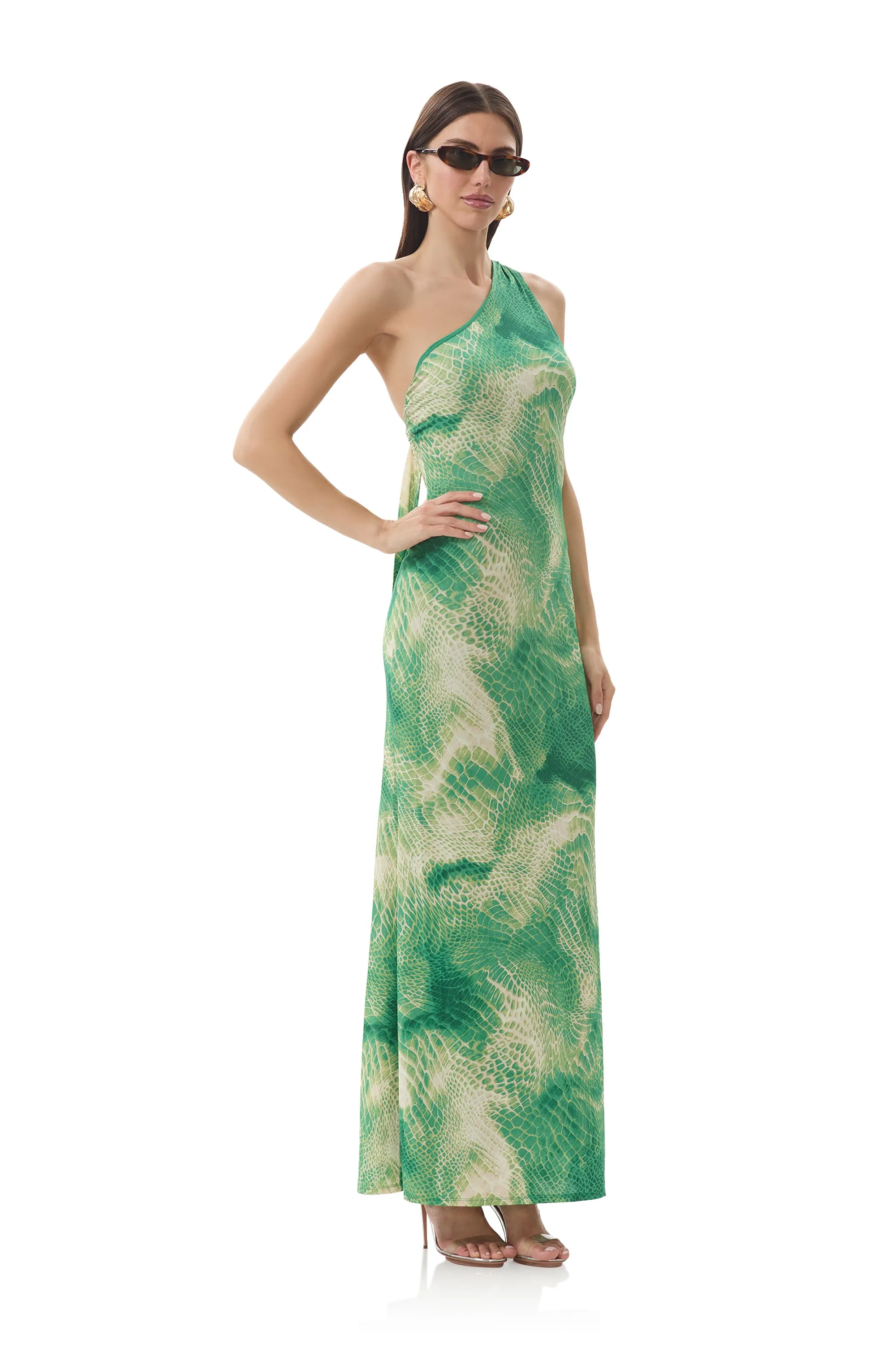 Side-Slit Carlotta Dress - Green Snake