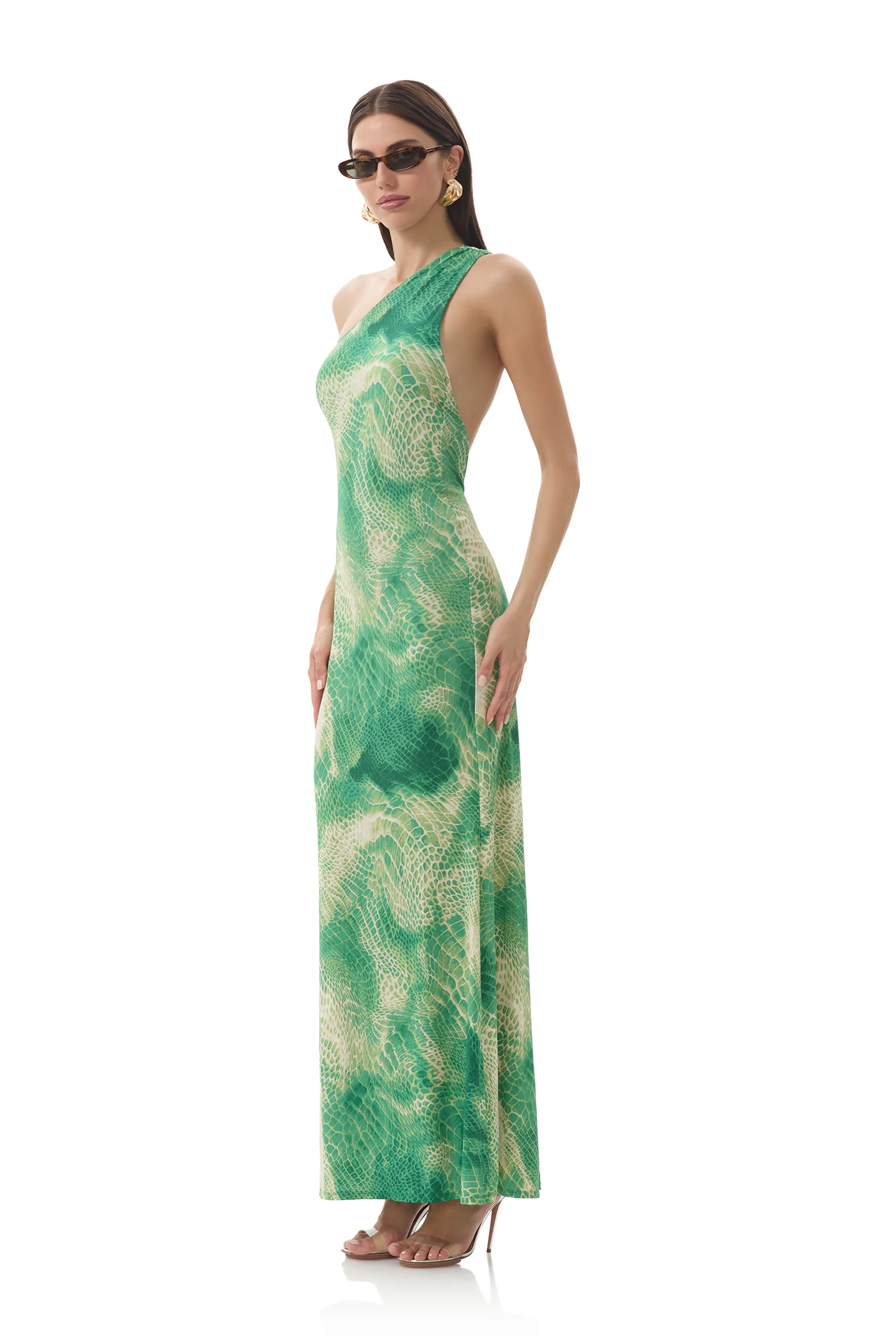 Grab Now Office Tone Carlotta Dress - Green Snake