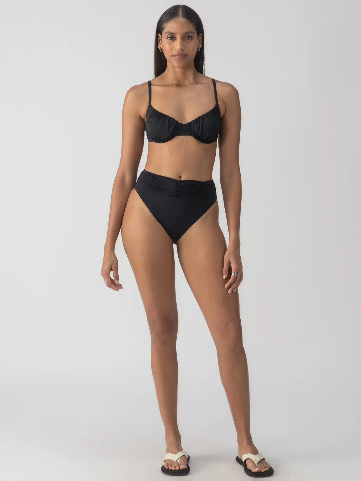 Beach Goddess Excess Shirr Cup Bikini Top Black ComfortStretch