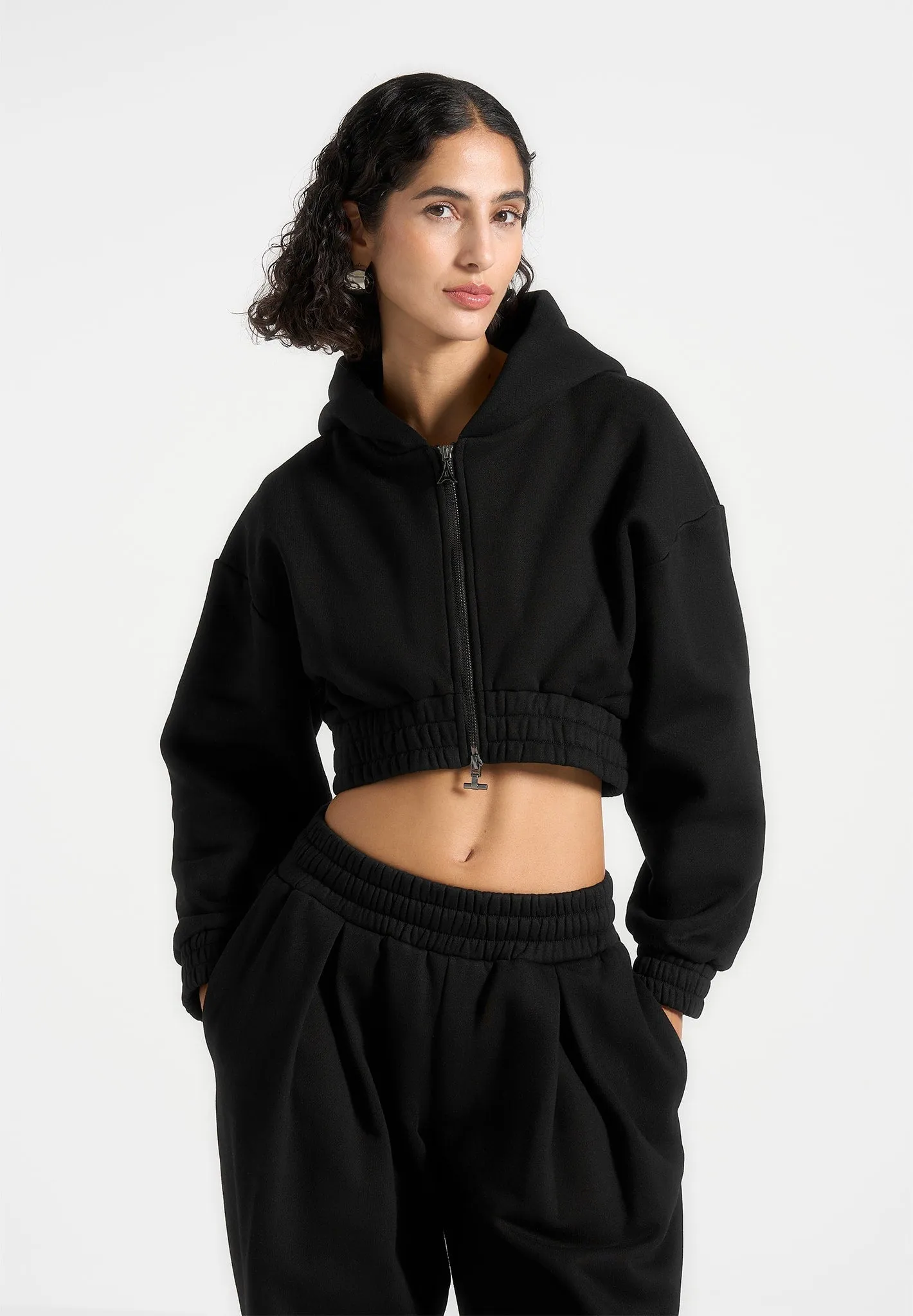 EasyCare Fabric Reinforced Shoulder Panels Josiane - Relaxed Zip Through Hoodie - Black