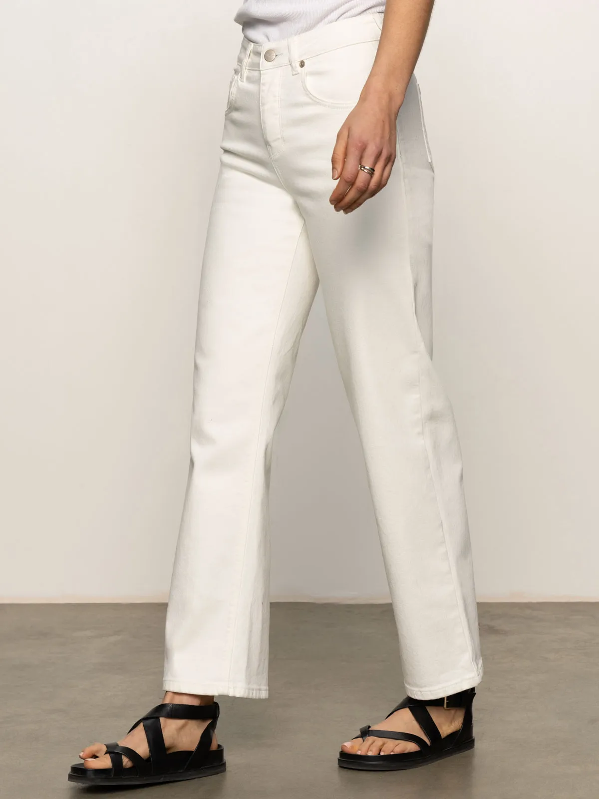 Soleil 90's Straight High Rise Jeans White Must Have Wear