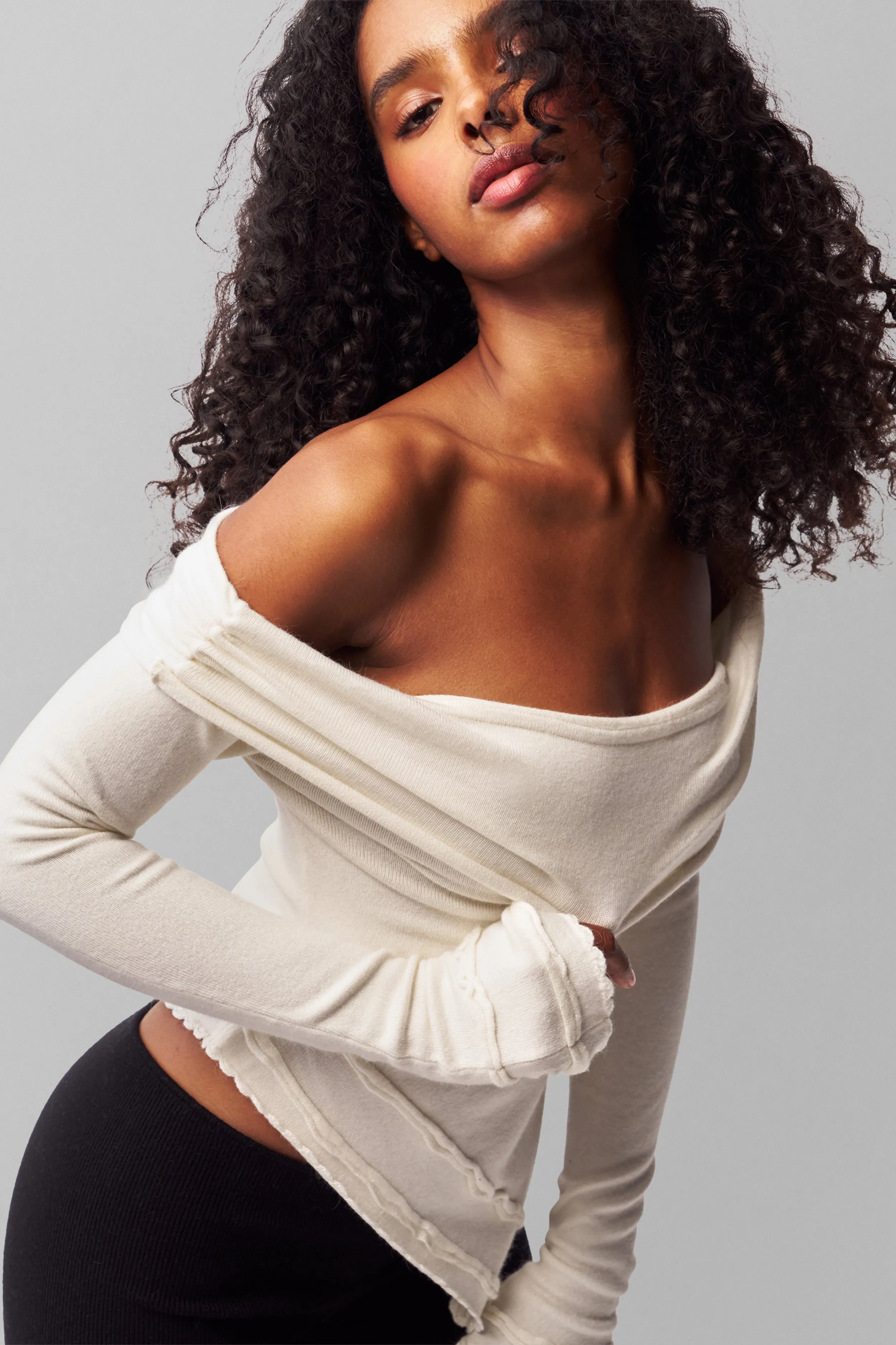 Soler Fold Over Knit Top Adaptive Silhouette Smooth Silicone Trim