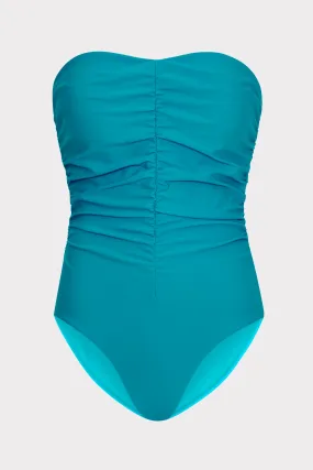 Solid Ruched One Piece Convertible Strap Options Bonded Seam Technology