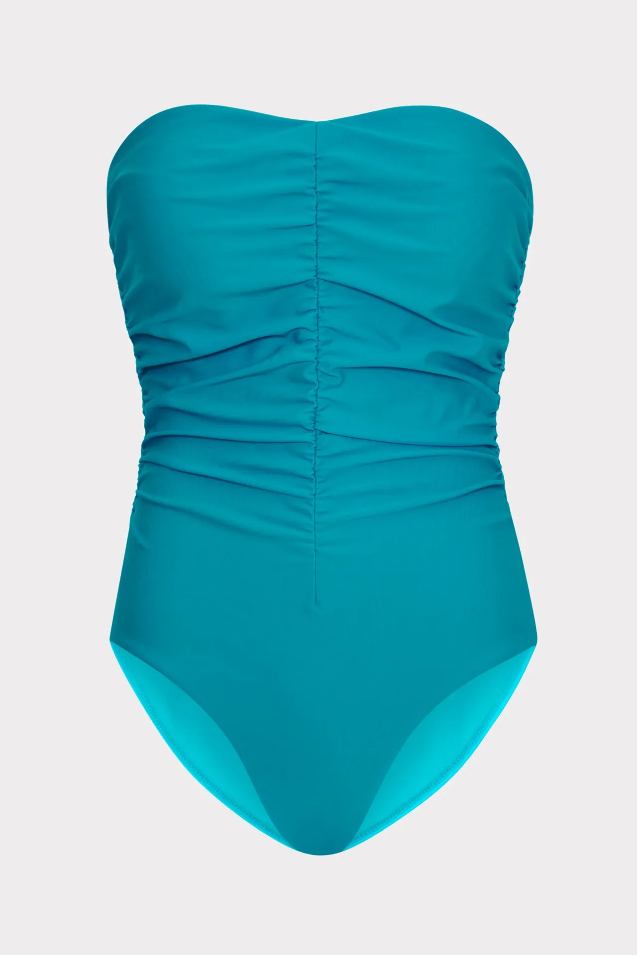 Solid Ruched One Piece Odor Resistant Fabric