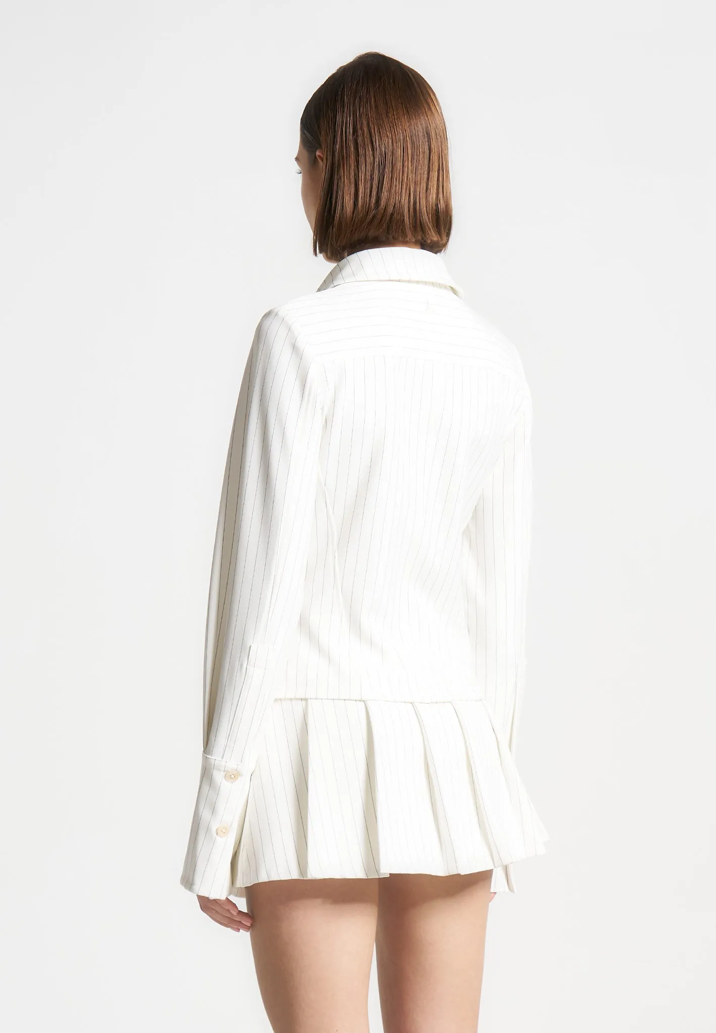 Layered Comfort Sonia - Pinstripe Angled Shirt - White