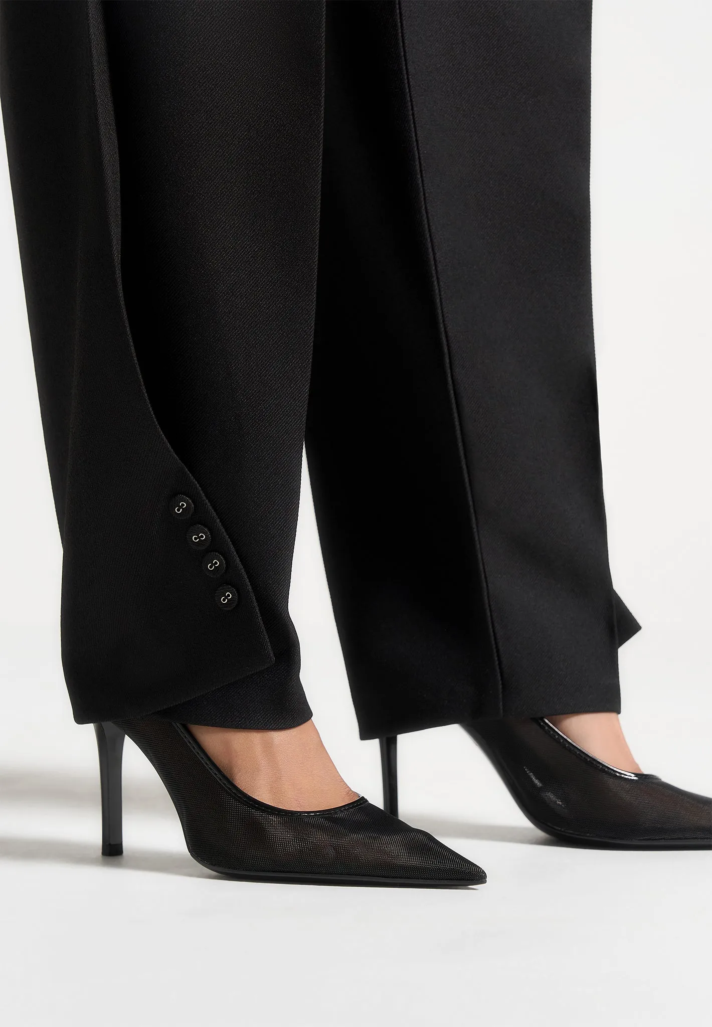 Sophie - Twist Leg Tailored Trousers - Black Soft Comfort