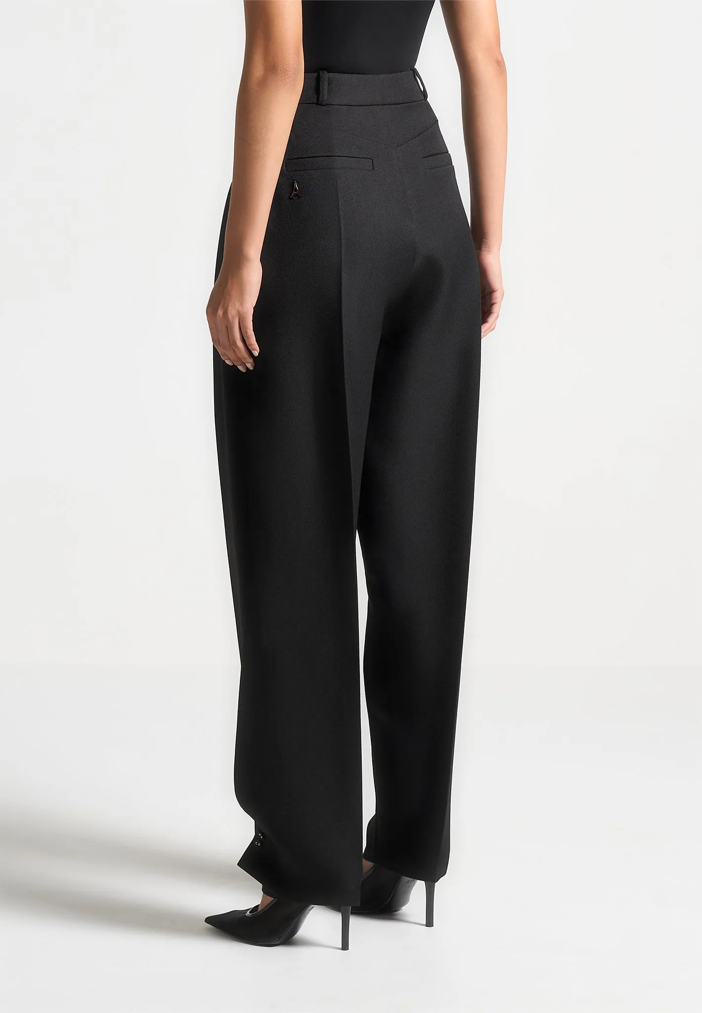 Sophie - Twist Leg Tailored Trousers - Black Work Wearable