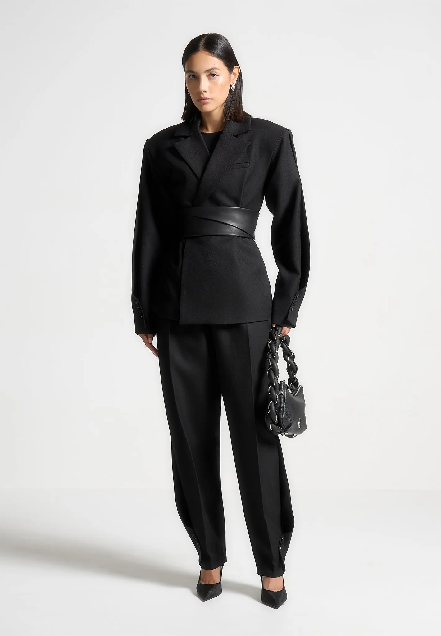 Business Professional Sophie - Twist Leg Tailored Trousers - Black