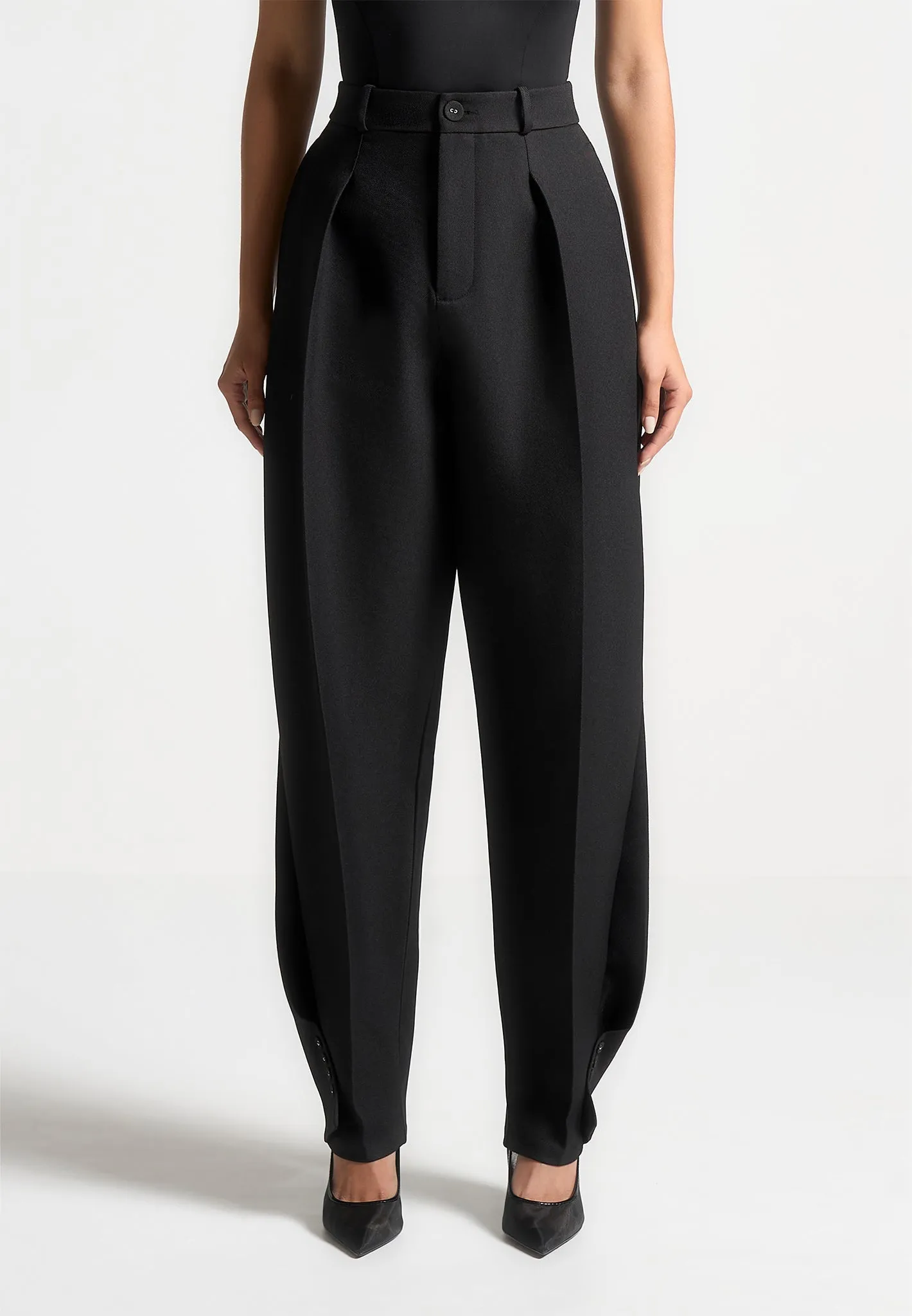 Sophie - Twist Leg Tailored Trousers - Black Flattering Business Wear Premium Fit