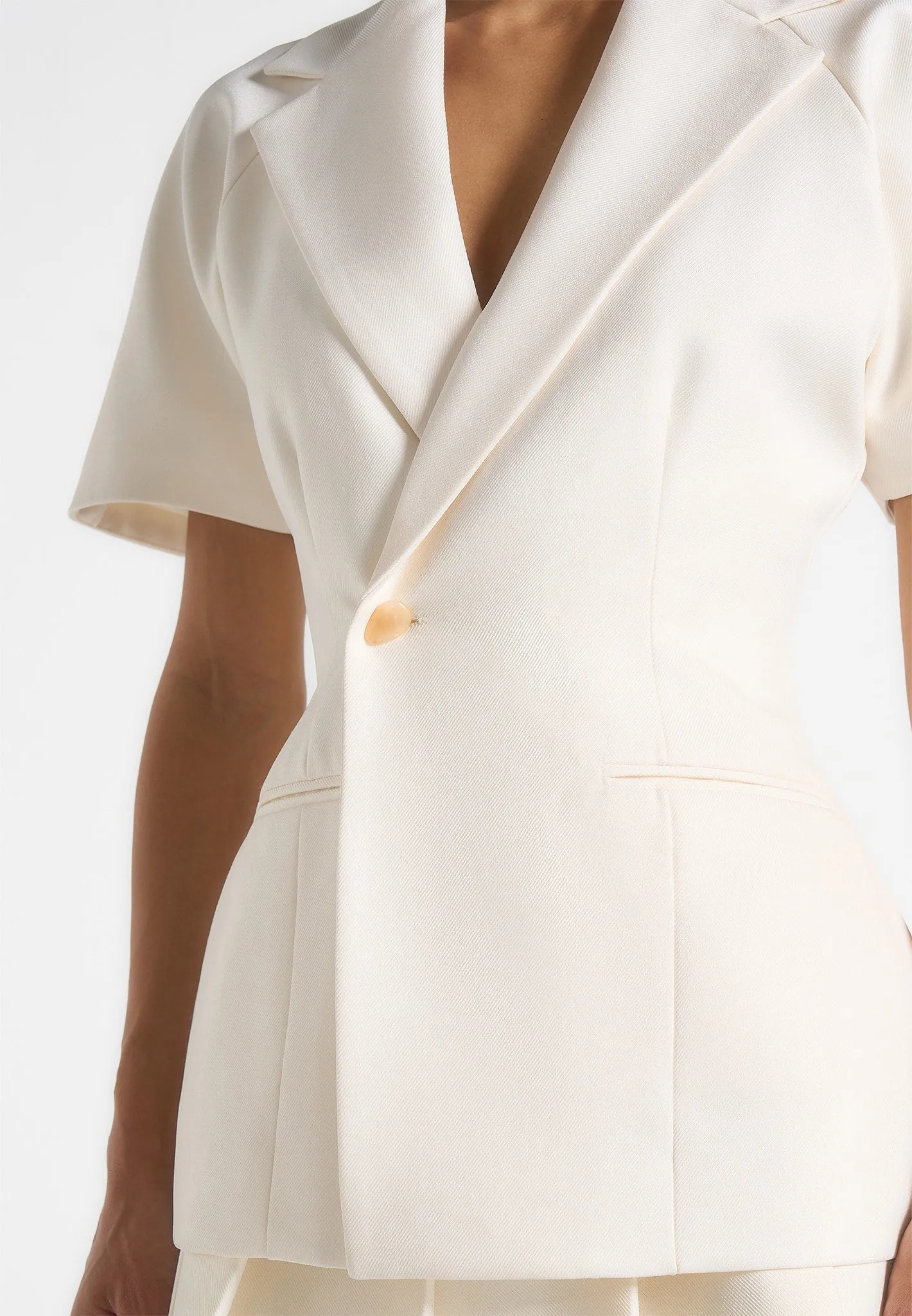 Elegant Appearance Malika - Double Breasted Short Sleeve Blazer - Cream