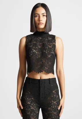 SustainableManufacturing Lace Open Back Top - Black