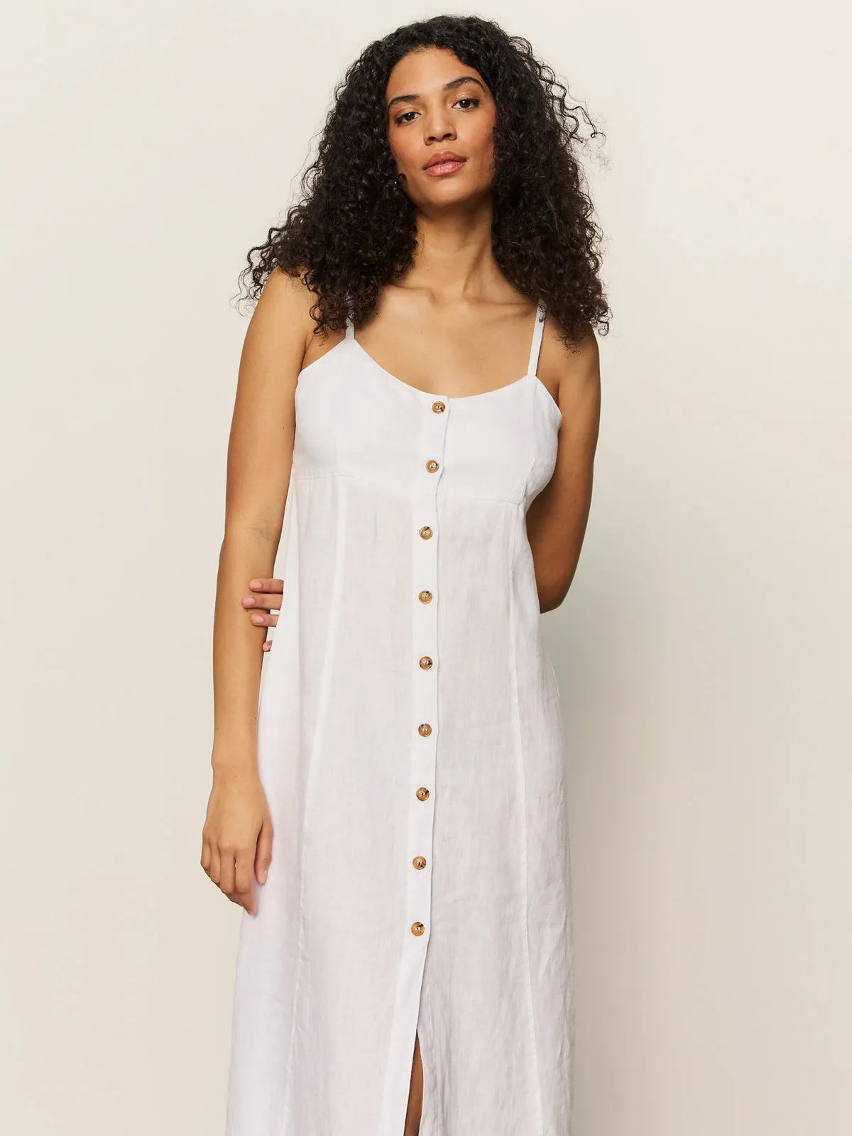 Comfy Style Wilder Linen Dress Bleached White