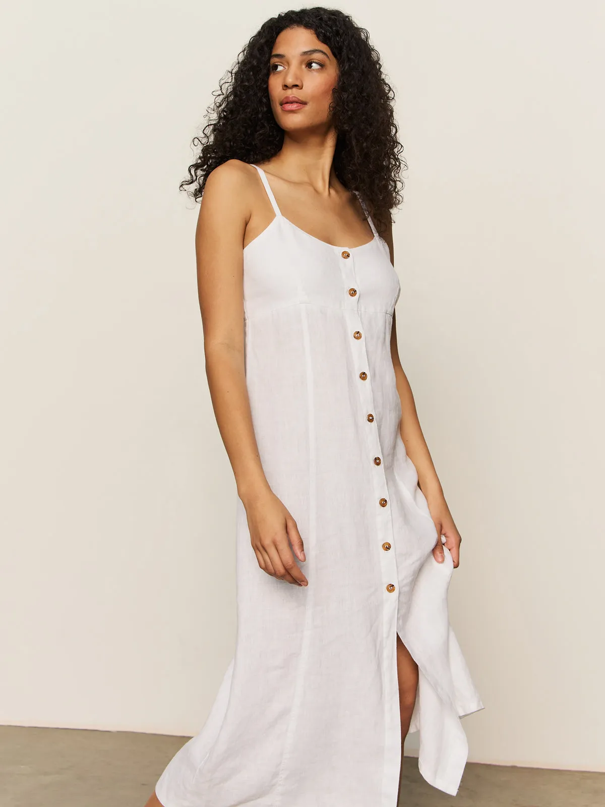 Wilder Linen Dress Bleached White Vacation Ready Multi Directional Flex Zones