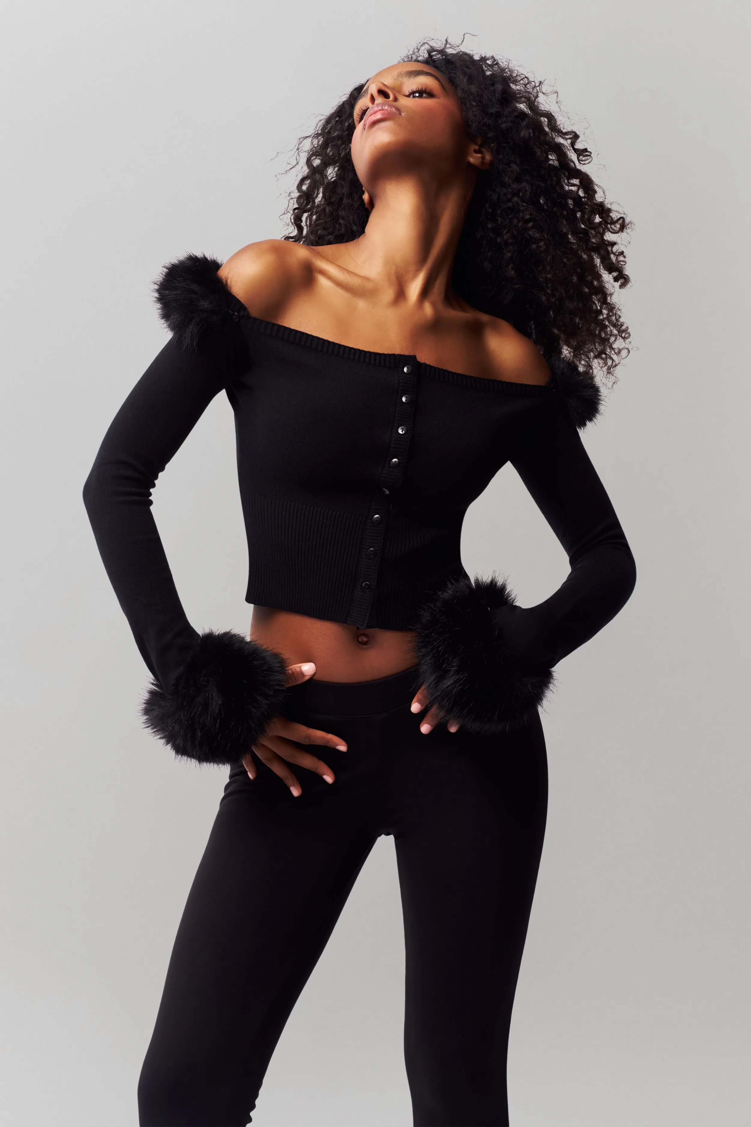 Layered Warmth High Durability Fabric Faux Fur Cardigan