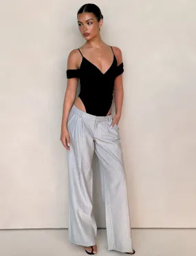 Soft and Light Lightweight insulation AMBERLY SUIT PANT - GREY : PINSTRIPE : GREY PINSTRIPE