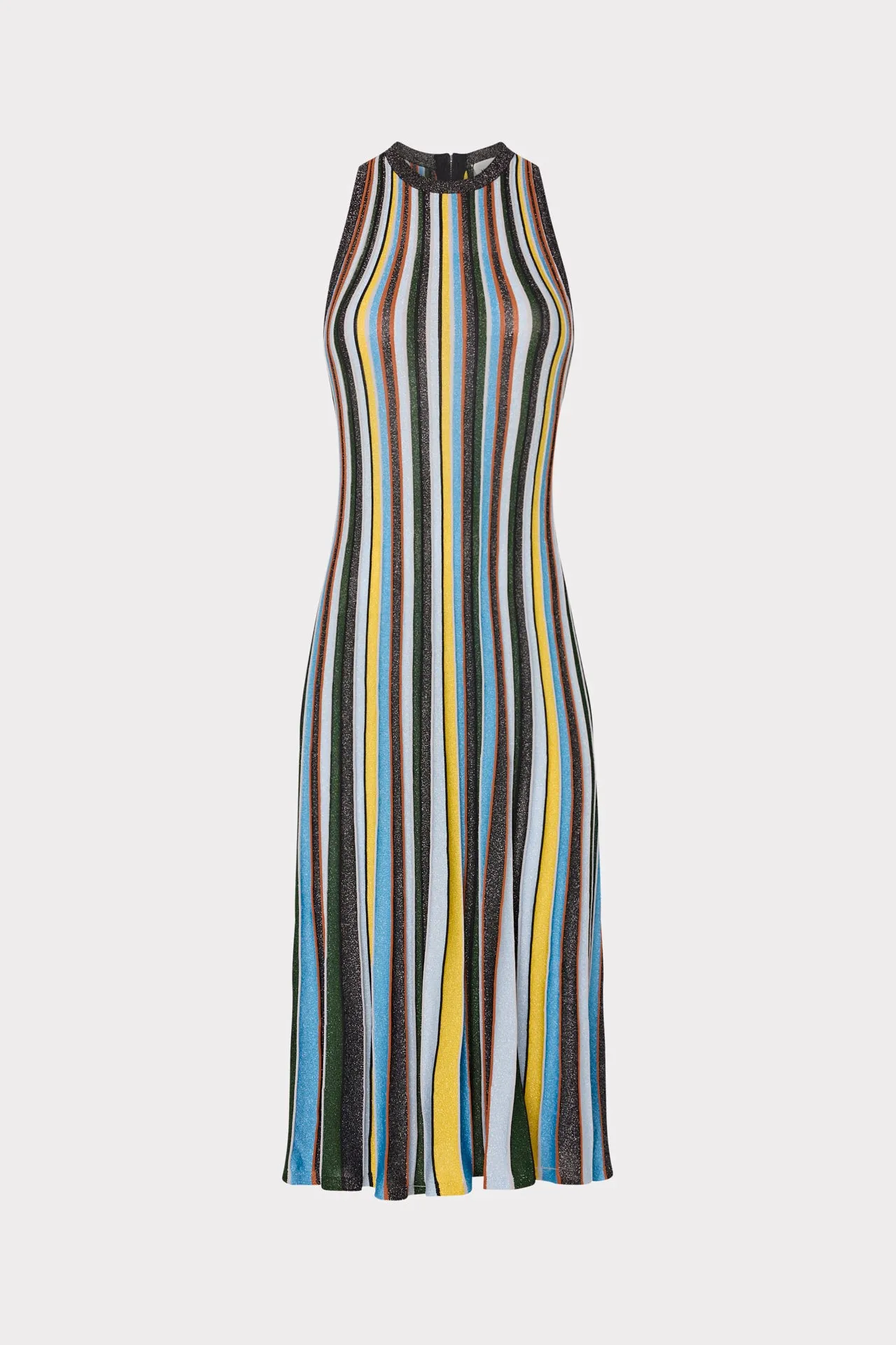 Multi Stripe Halter Knit Midi Dress Timeless Layer Easy to Wear