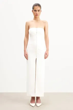 Strapless Peplum Maxi Dress - White Deep Hue