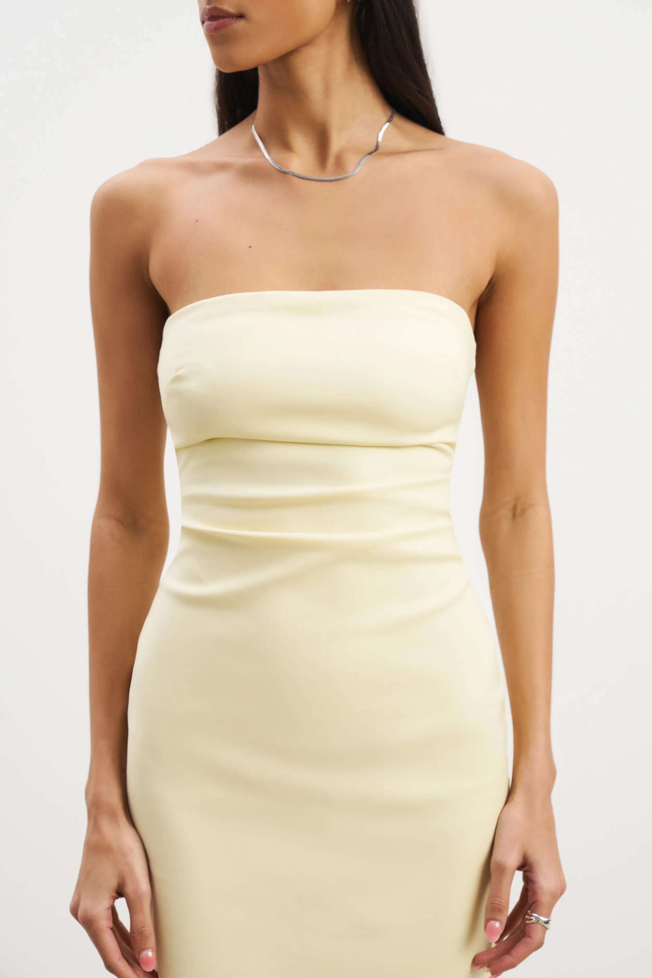 Strapless Ruched Midaxi Dress - Buttermilk Vibrant Spirit