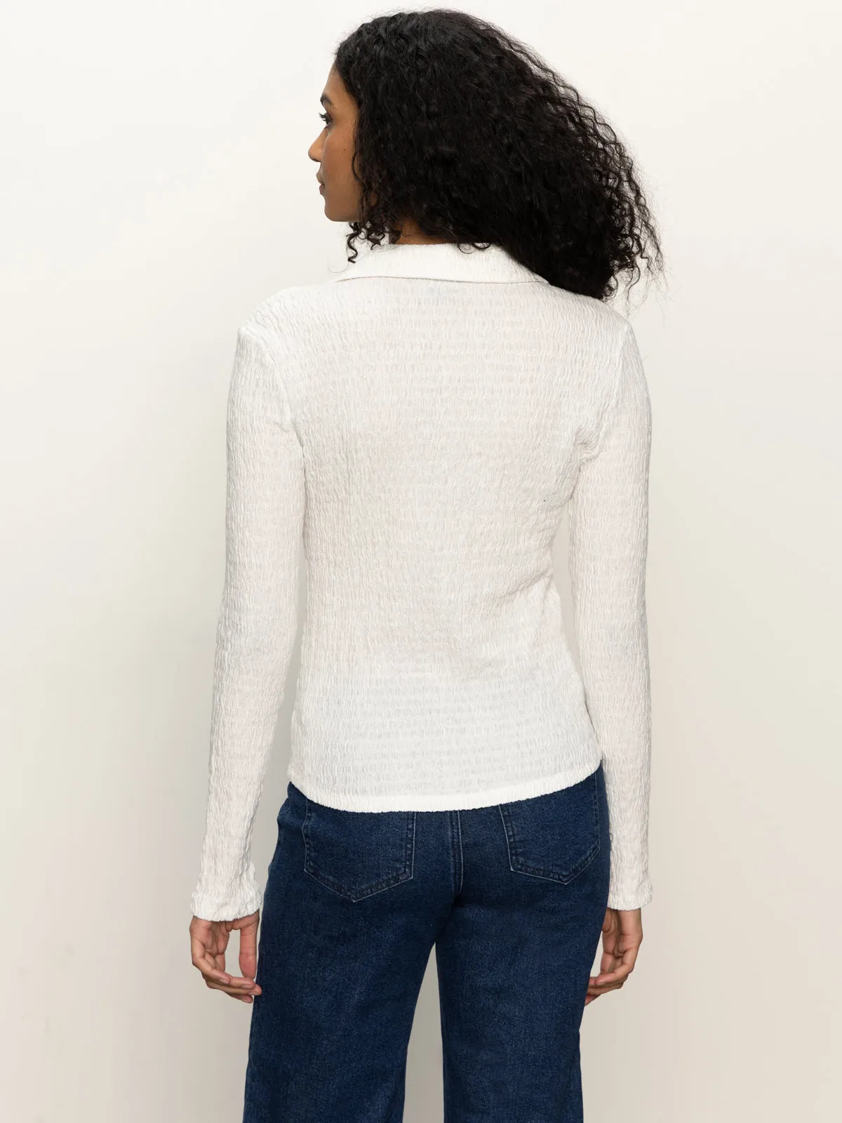 ThermalRegulating Long Sleeve Textured Top Chalk