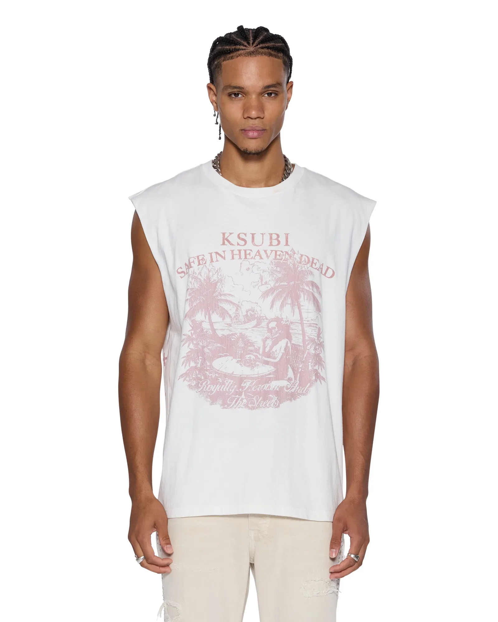 PARADISO CUT OFF TEE VINTAGE WHITE LowImpactDye UltraSoftBrushedInterior