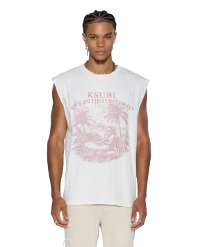 Colorfast Dye Complementary Colors PARADISO CUT OFF TEE VINTAGE WHITE