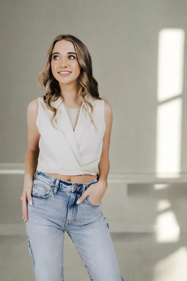 Tactile Soft Texture DoubleStitched Street Wrap Cropped Vest - FINAL SALE