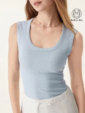 Stretch Cotton Scoop Neck New Airy Brami Tank Non Chafe Armholes