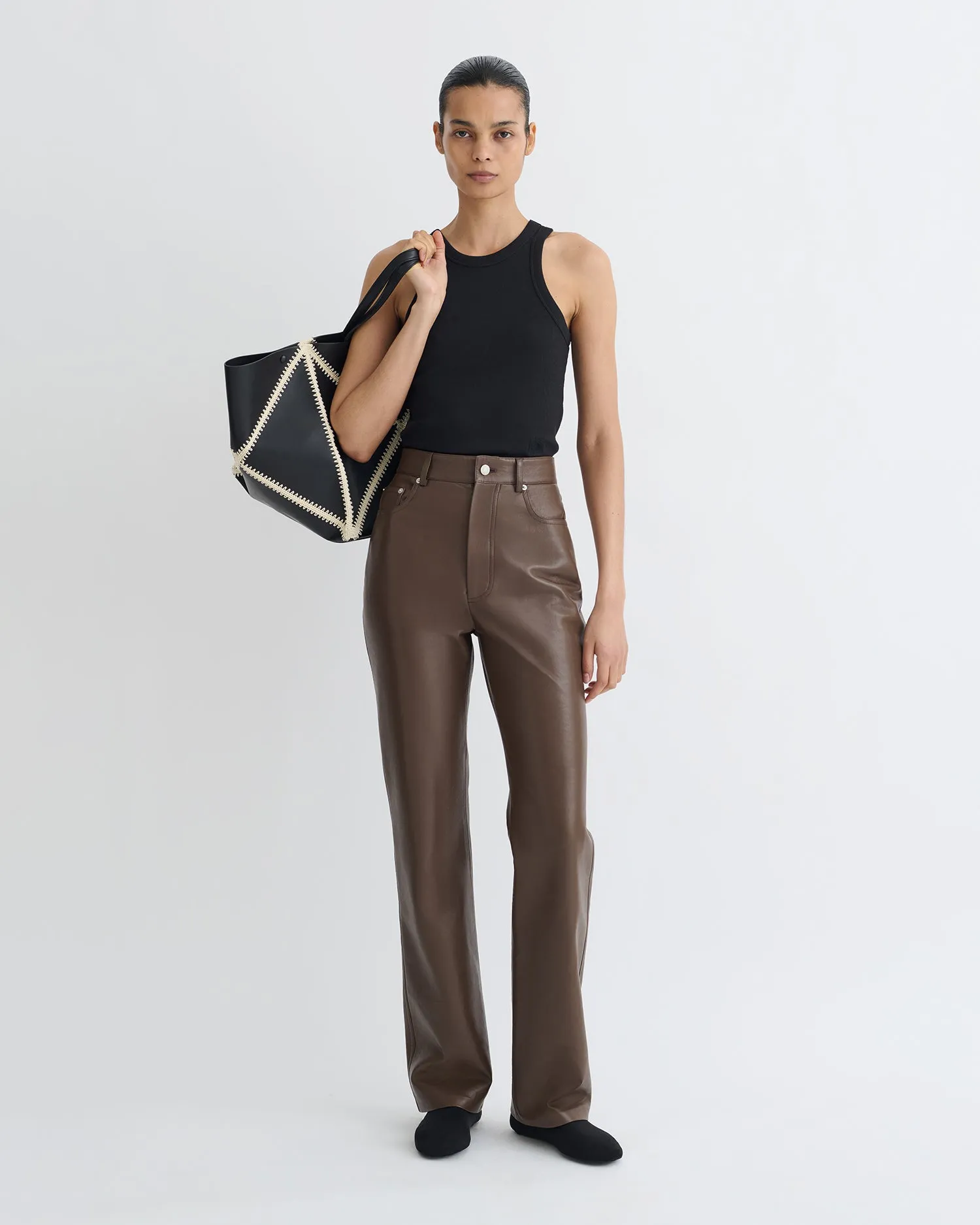 Seldes - Regenerated Leather Pants - Chocolate Adjustable loop