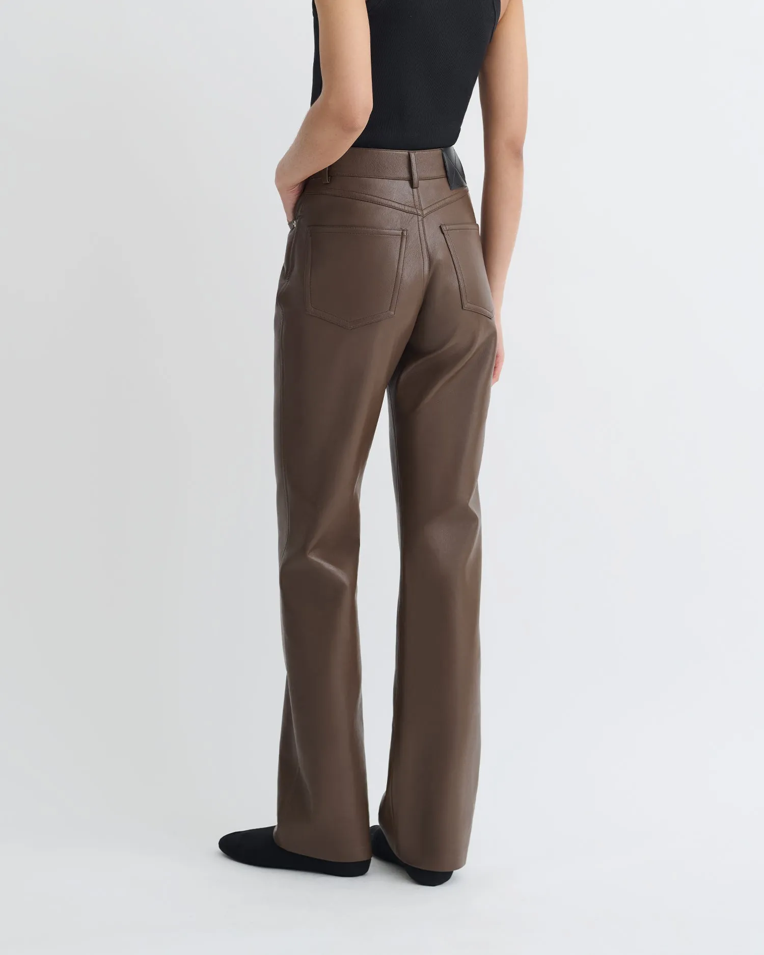 Non Binding Waist Seldes - Regenerated Leather Pants - Chocolate