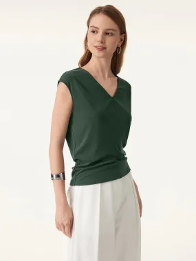 FrictionResistantEdges Sandwashed V-neck Cap Sleeve Top
