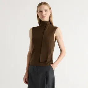 Demi Scarf-Neck Cotton-Silk Knit Top StaticResistant Material