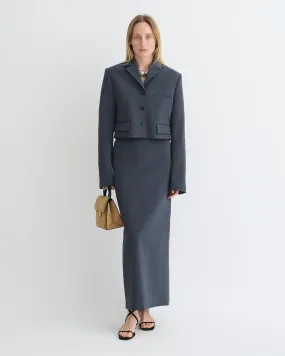 Nya - Paper Jersey Midi Skirt - Dusty Blue QuickRelease Closures