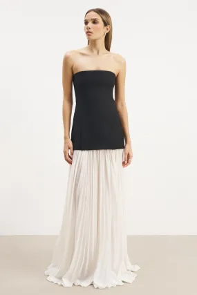 Structured Bodice Gown - Black/Cream Soft and Stylish Airy Layer