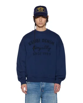 Drop Shoulder Design Oversized Fit MEKANIK CREWNECK INK BLUE