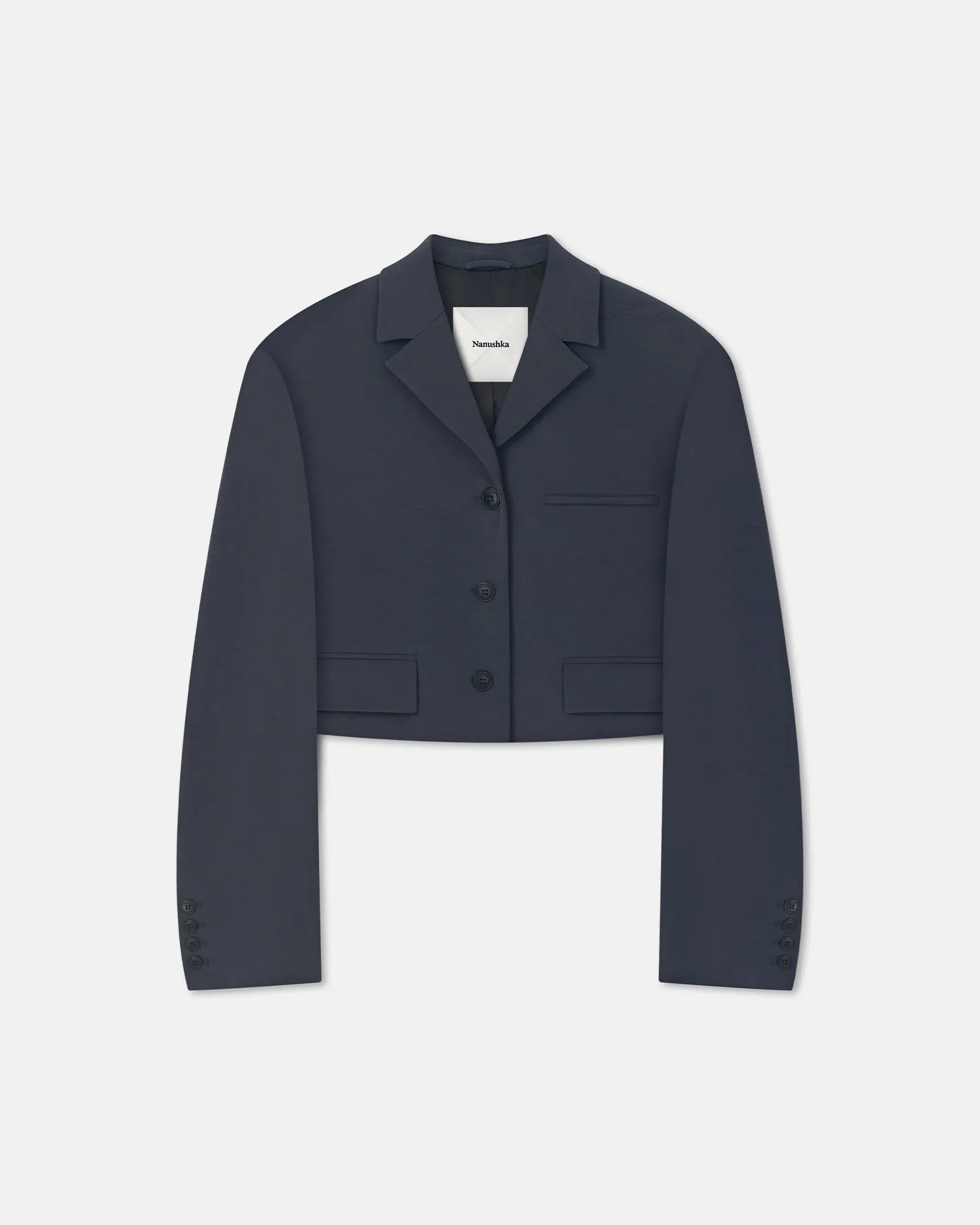 Sinead - Cropped Paper Jersey Blazer - Dusty Blue AntiPilling Finish