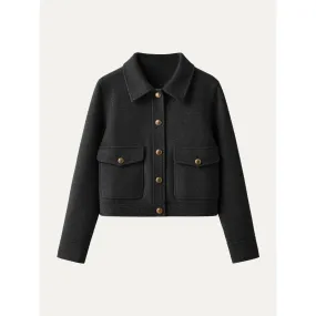 Reinforced Neckline AntiStaticFinish Point Collar Cargo Short Jacket