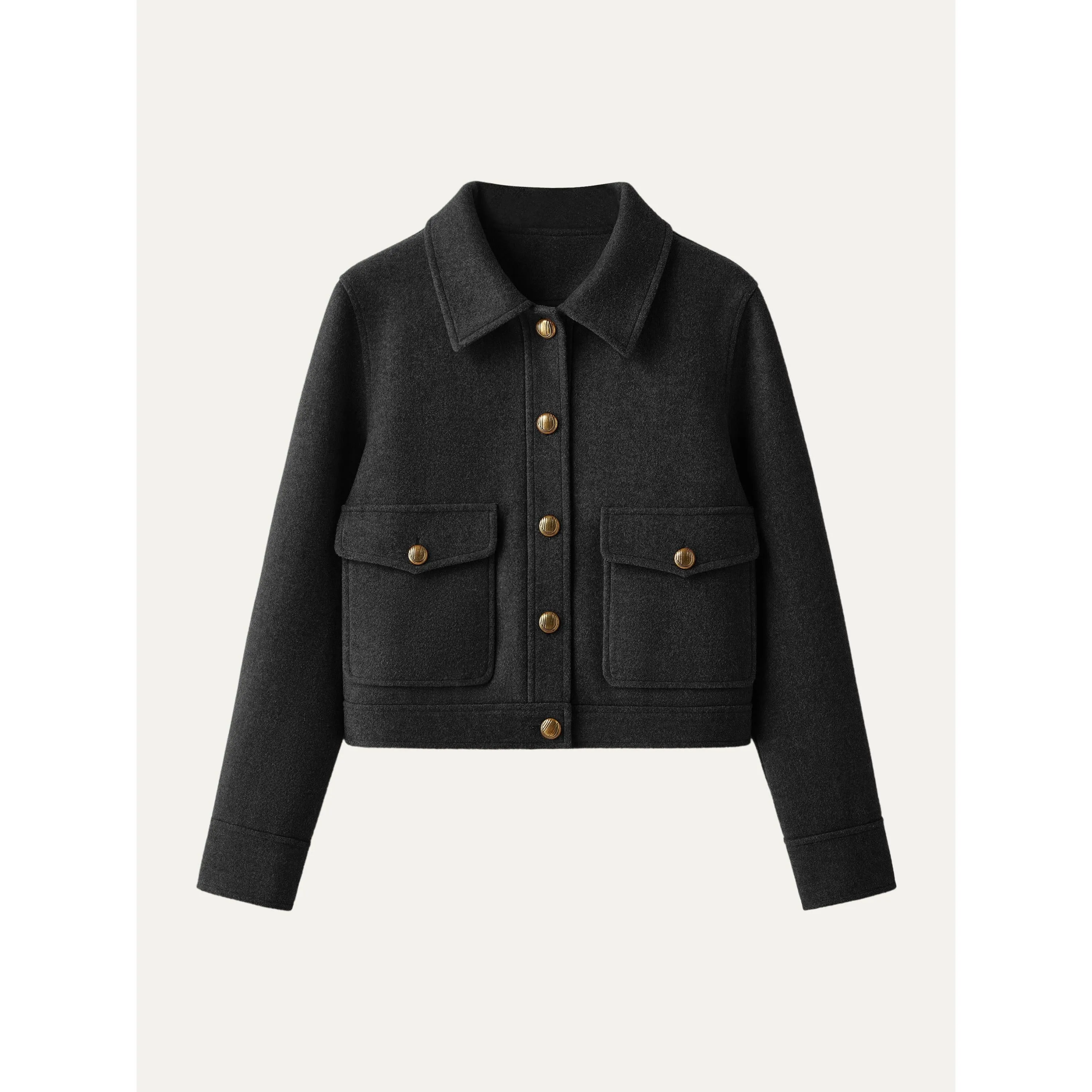 Reinforced Neckline AntiStaticFinish Point Collar Cargo Short Jacket