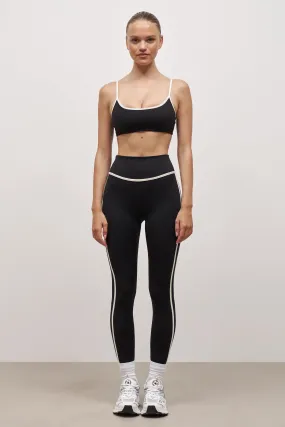 Adult Size Washable Base Contrast Trim Leggings - Black/Tofu