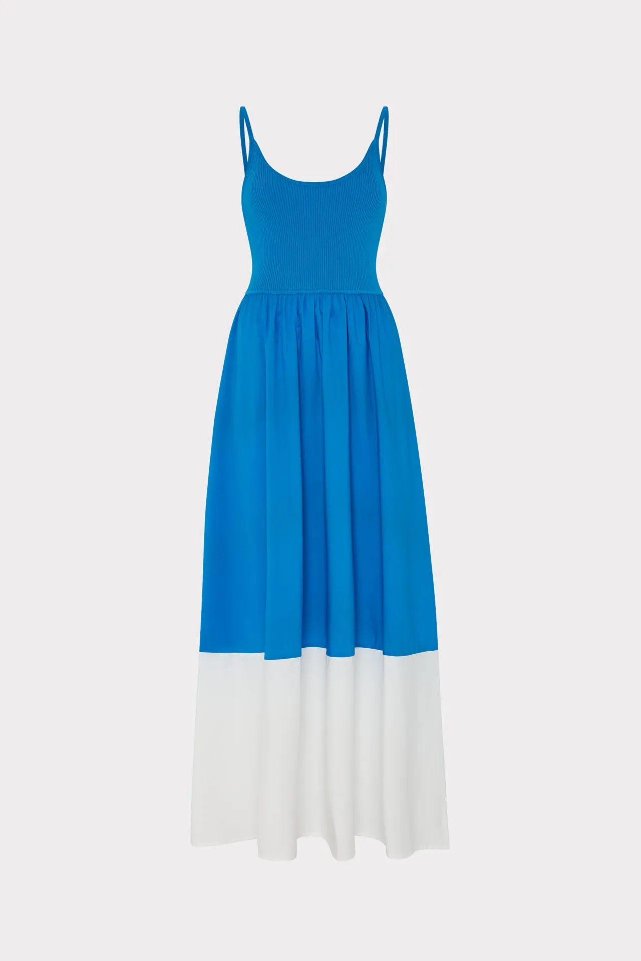 Cami Knit Poplin Blocked Midi Dress Fashion Mix