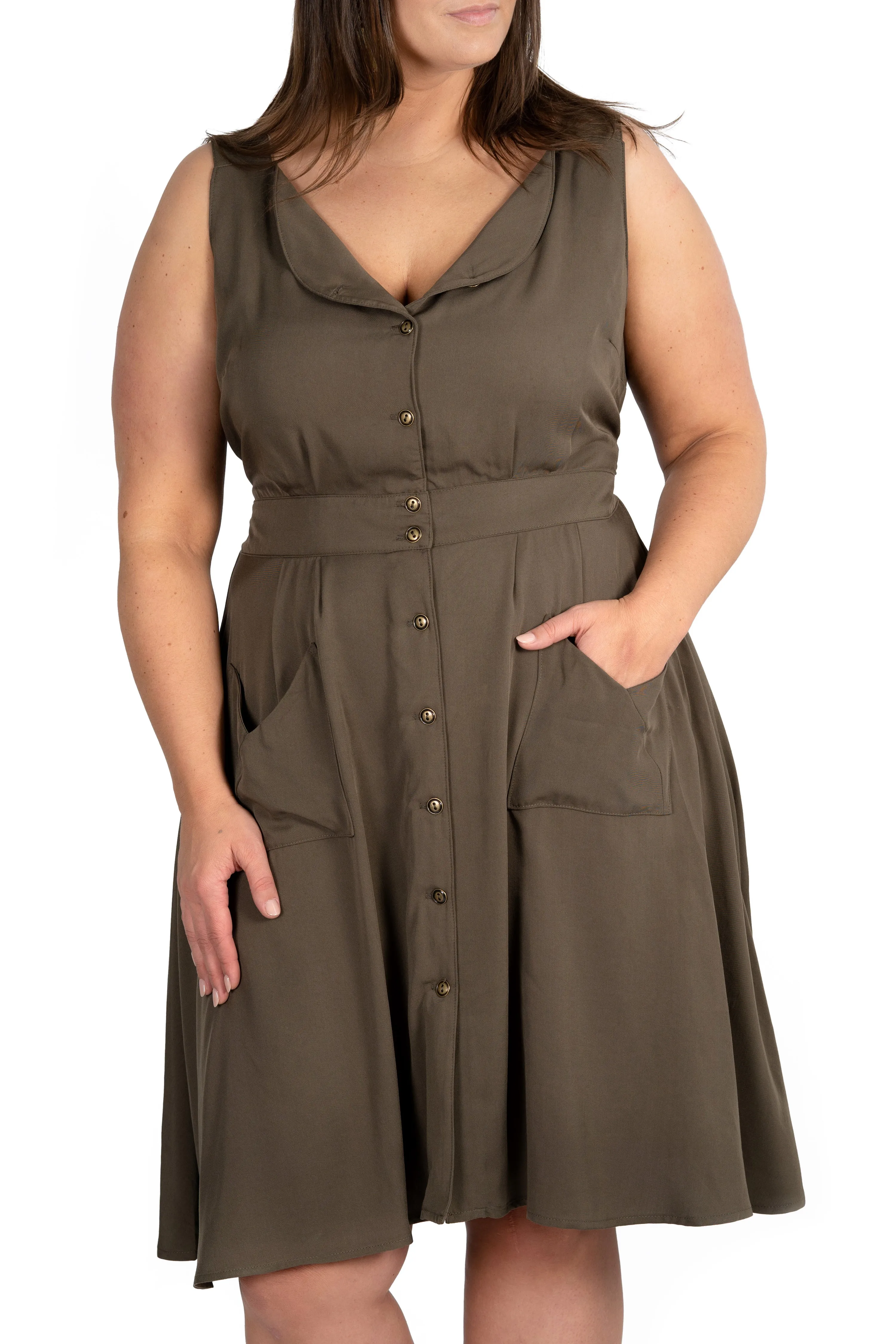 Comfortable Fashion Sheet Dress in Olive Green