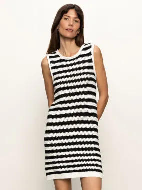 Bold Mood Versatile Design Summer Shell Dress Chalk Black Stripe
