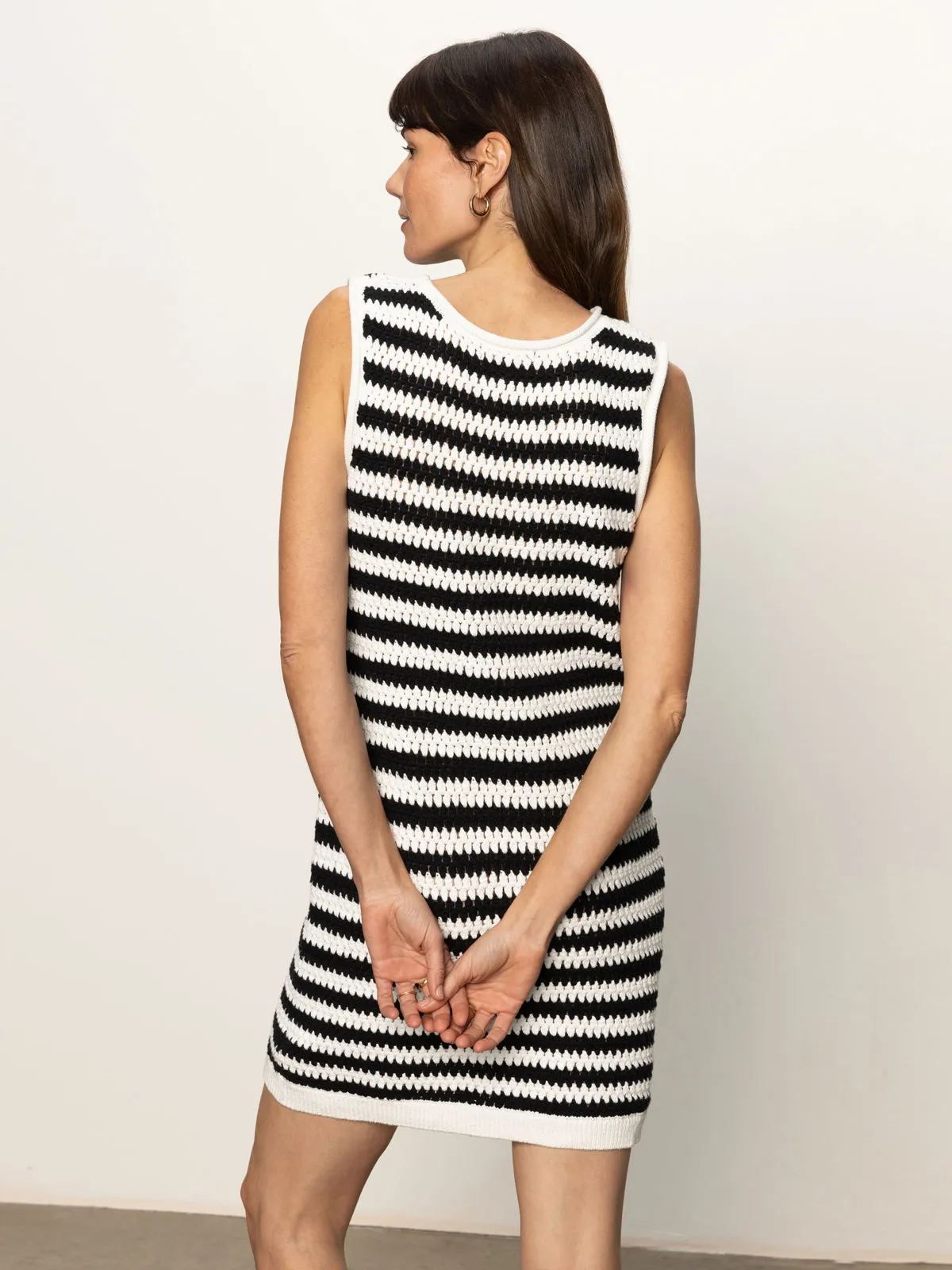 Summer Shell Dress Chalk Black Stripe Work Option