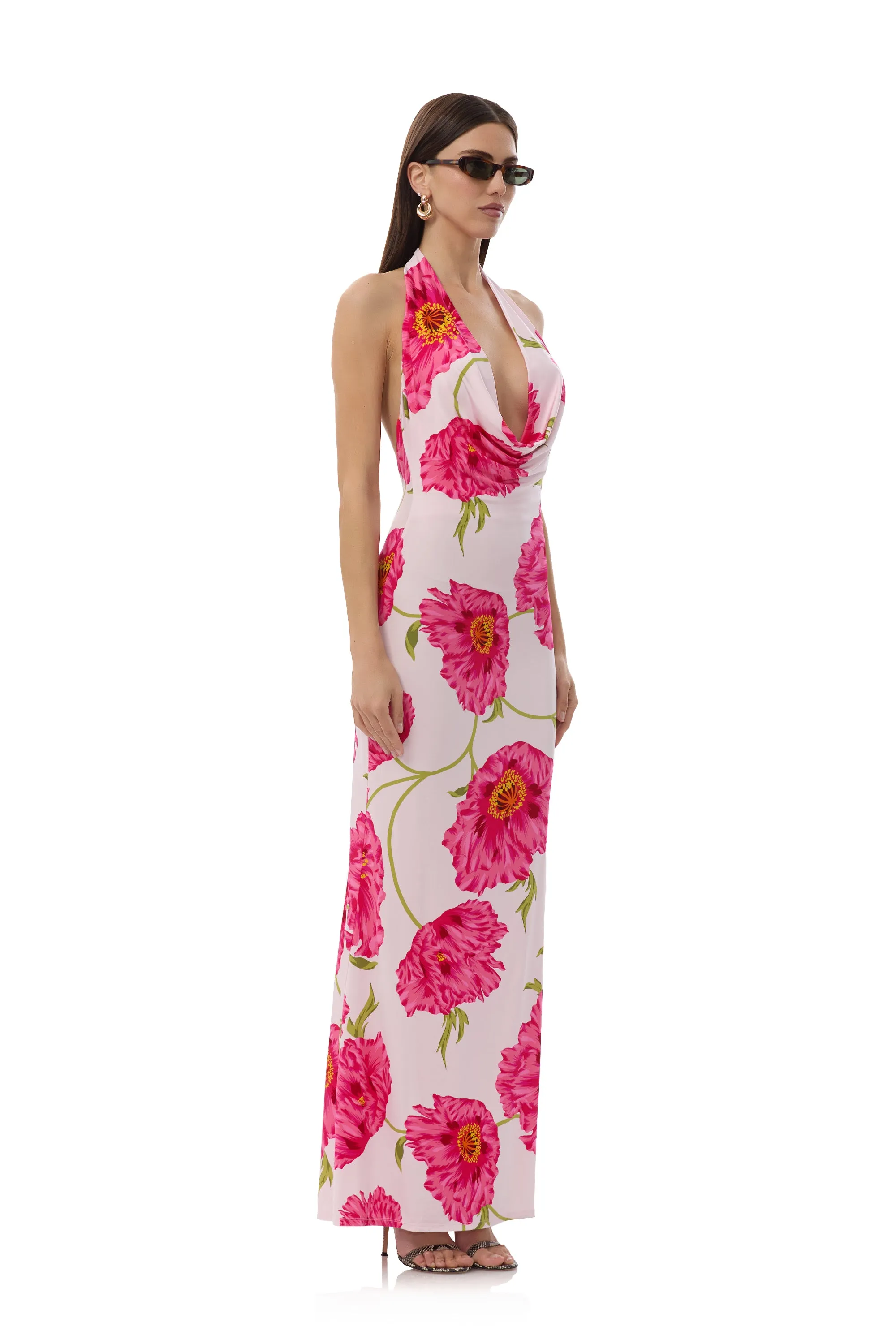 Imade Dress - Oversized Peony Cold-Shoulder Curve Friendly